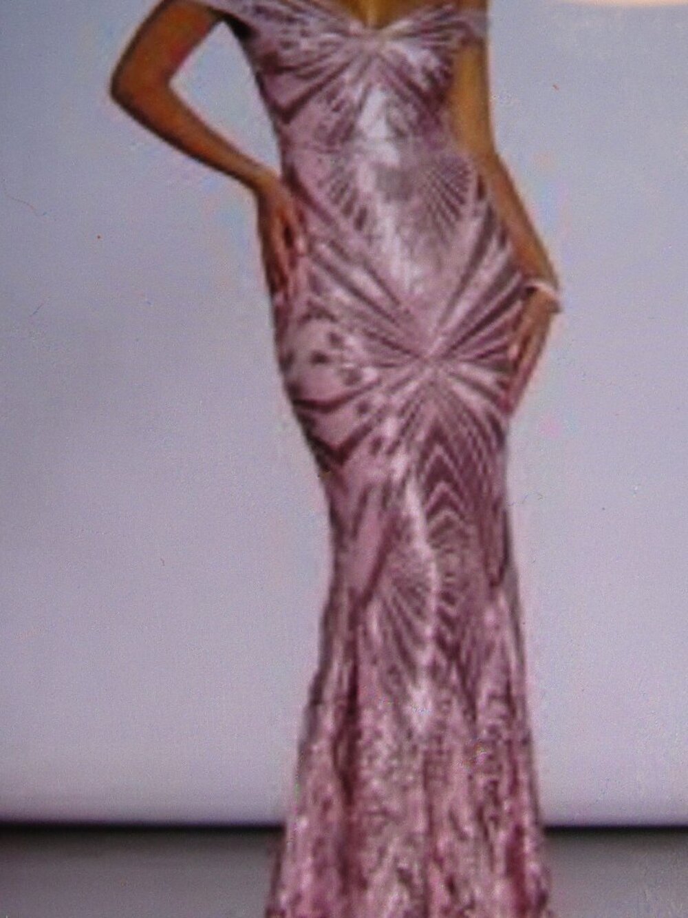 NWT Windsor Pale Lavender Evening Floor Length Sequin Gown Sz S Mermaid Hemline